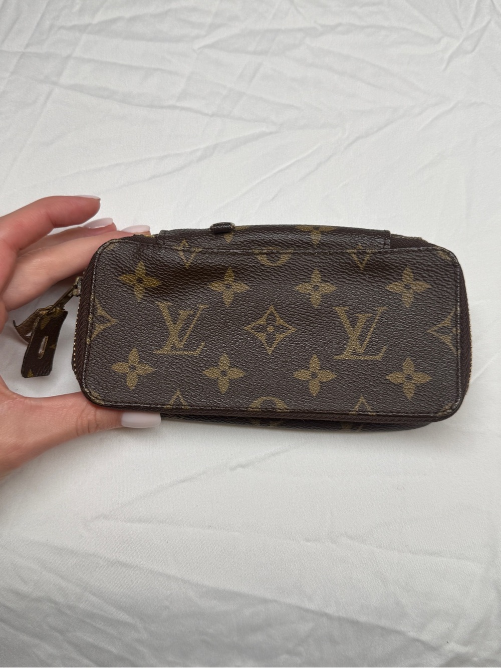 Louis Vuitton Brown Monogram Canvas Key Pouch with Gold Hardware